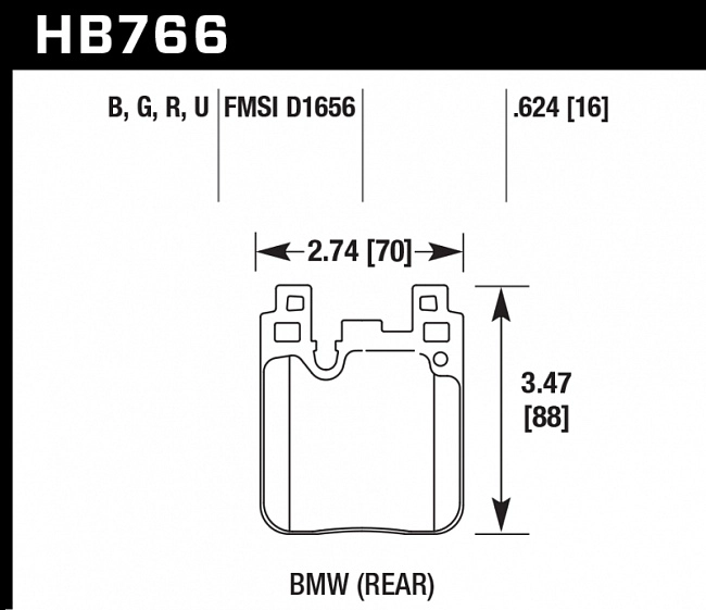 картинка Колодки тормозные HB766U.624 HAWK DTC-70; задн. BMW M4 F82, F32; M3 F80 F30; F20 F22 F87 M-Perfor магазин  StreetTuning 