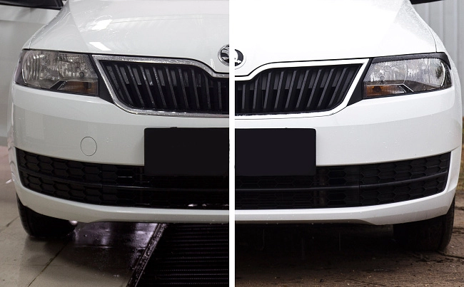 картинка Skoda Rapid 2012-2016 Накладки на передние фары (реснички) компл.-2 шт. магазин  StreetTuning 