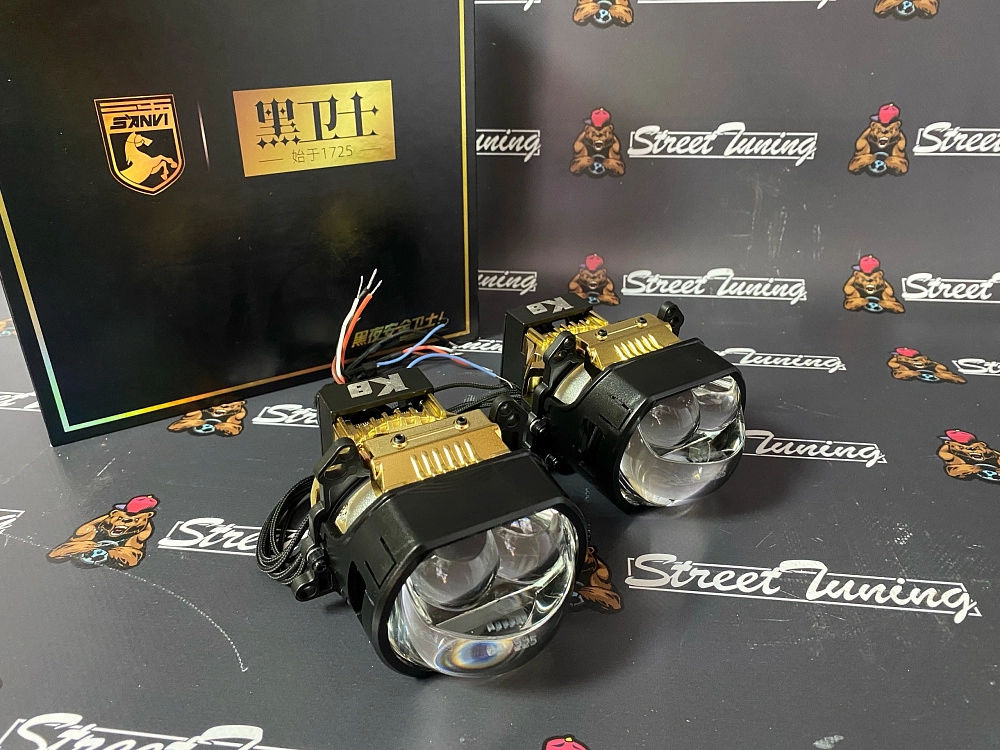 картинка Светодиодные линзы Sanvi K8 ДВОЙНОЙ LASER - 3 дюйма от магазина  StreetTuning