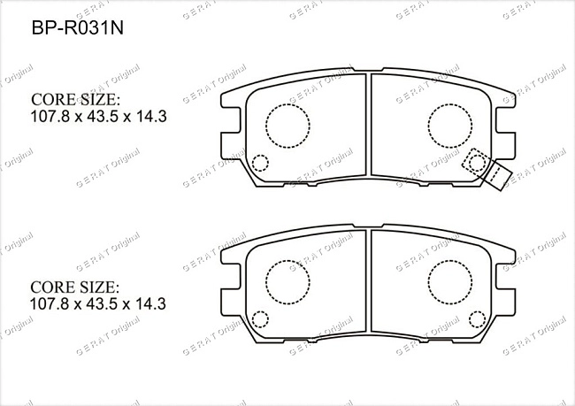 картинка Задние тормозные колодки Gerat BP-R031N (Mitsubishi Delica, L400, Montero, Pajero, Pajero iO, Sigma, Space Gear) магазин  StreetTuning 