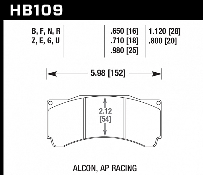 картинка Колодки тормозные HB109F.650 HAWK HPS; 17mm (БЕЗ УШКА) магазин  StreetTuning 