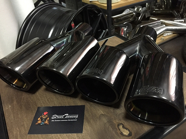 картинка Насадки на глушитель BMW M двойные комплект- 2 шт 57 х 80 мм магазин  StreetTuning 