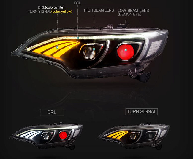 картинка Передние фары для Honda Fit Jazz GK5 2014-2018 г вариант 2 магазин  StreetTuning 