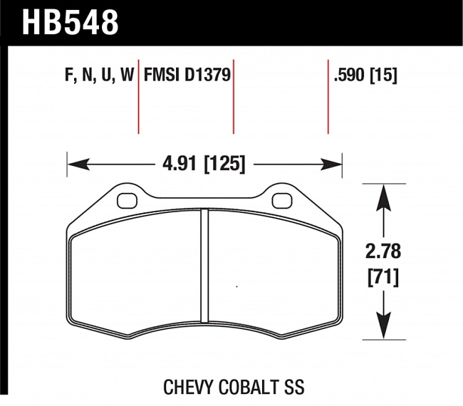 картинка Колодки тормозные HB548F.590 HAWK HPS Renault Clio 3 RS/Megane 2 Sport магазин  StreetTuning 