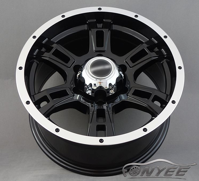 картинка Новые диски Powcan модель 8 R16 J8 ET-15 6x139,7 черный глянец + серебро магазин  StreetTuning 