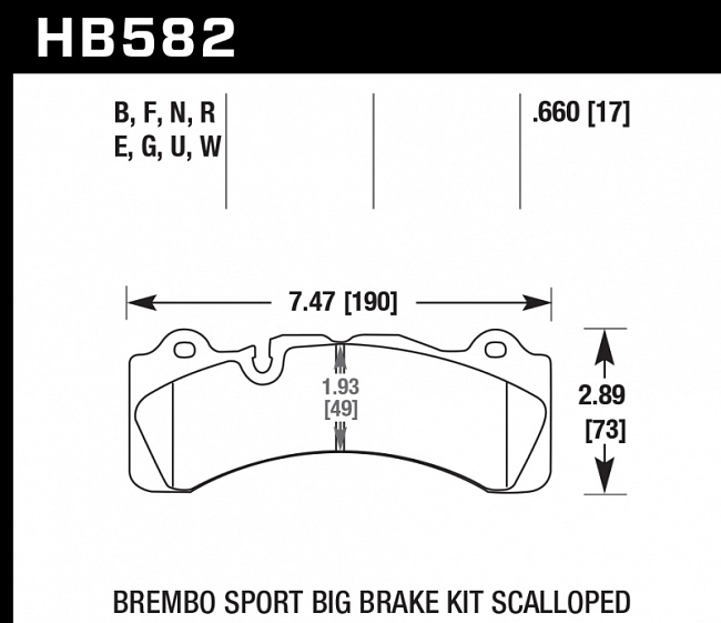 картинка Колодки тормозные HB582B.660 HAWK HPS 5.0; 17mm магазин  StreetTuning 