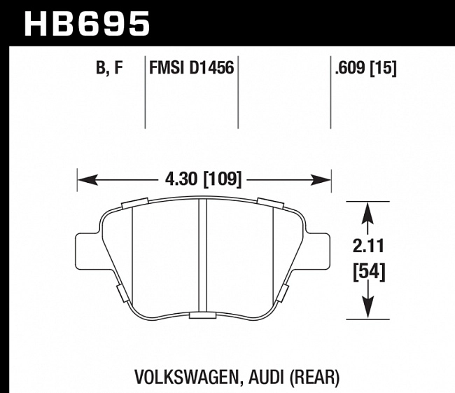 картинка Колодки тормозные HB695F.609 HAWK HPS задн. AUDI A3 8P; VW Golf 6; Skoda Octavia; Seat Leon магазин  StreetTuning 