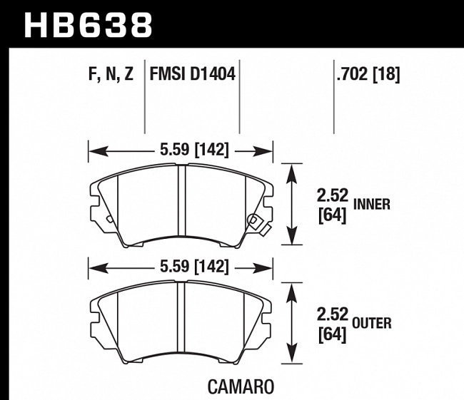 картинка Колодки тормозные HB638F.702 HAWK HPS Opel Astra J 1.4 / 1.6 Turbo, Saab 9-5, 2.0T, 2010-> магазин  StreetTuning 