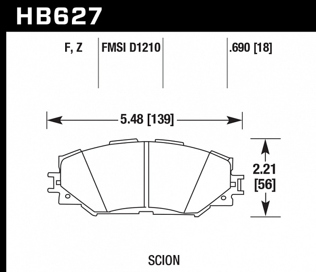 картинка Колодки тормозные HB627F.690 HAWK HPS Toyota RAV4 2006-2013 магазин  StreetTuning 