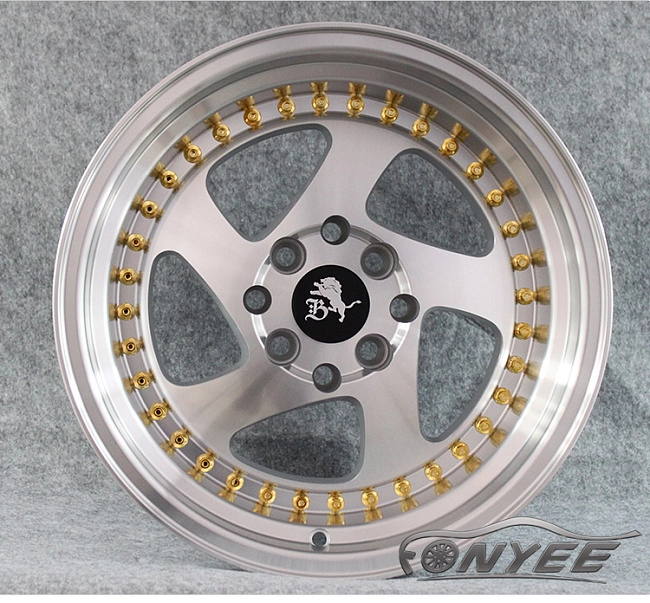 картинка Новые диски Rotiform TMB Flat R15 4х100/108 ET30 J7 серебро + золотистые болтики магазин  StreetTuning 