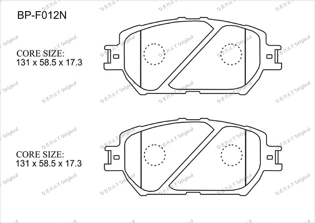 картинка Передние тормозные колодки Gerat BP-F012N (Lexus GS300, GS430, GS450h, IS250/
Toyota Camry, Crown, Kluger, Mark X, Wish) магазин  StreetTuning 