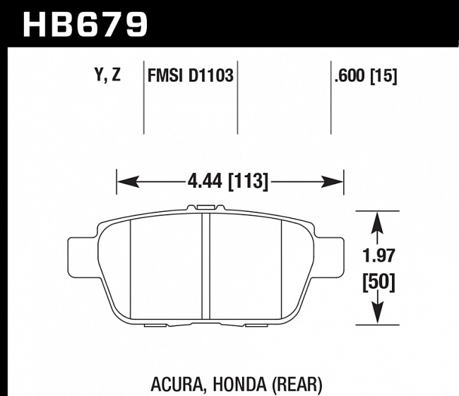 картинка Колодки тормозные HB679Y.600 HAWK LTS задн  Honda Ridgeline ; Acura TL 2009-2013 магазин  StreetTuning 