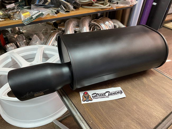 картинка Прямоточная банка HKS Style серии Jasma,D-63x89 мм овальная черная магазин  StreetTuning 