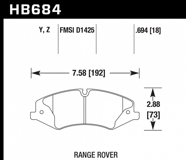 картинка Колодки тормозные HB684Y.694 HAWK LTS Range Rover Sport V8 5.0, 3.0TD магазин  StreetTuning 