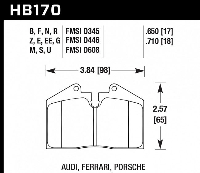 картинка Колодки тормозные HB170F.650 HAWK HPS  StopTech задн.LC200, LX570 4поршн. ST41 магазин  StreetTuning 