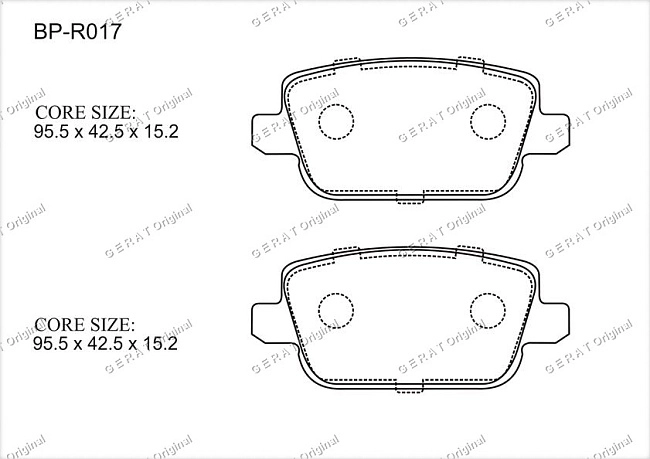 картинка Задние тормозные колодки Gerat BP-R017 (Ford Galaxy, Mondeo, S-MAX, 
Freelander/ 
Volvo V70) магазин  StreetTuning 