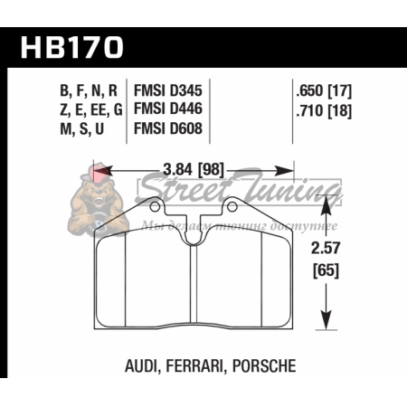 Колодки тормозные HB170F.650 HAWK HPS  StopTech задн.LC200, LX570 4поршн. ST41