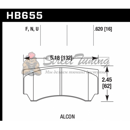 Колодки тормозные HB655U.620 HAWK DTC-70 Alcon 16 mm, ALCON Mono4