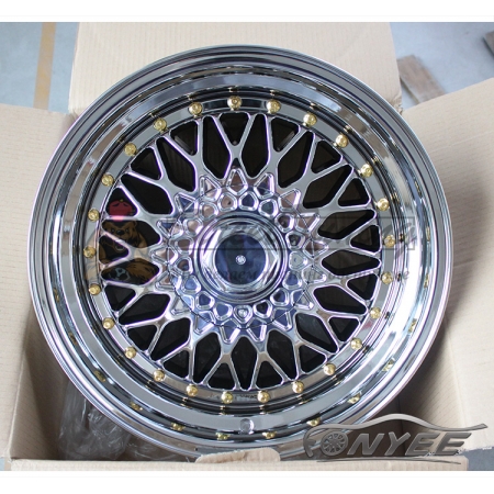 Новые диски BBS RS R17 5X113/5X120 ET30 J8,5 хром серебро + золотистые болтики