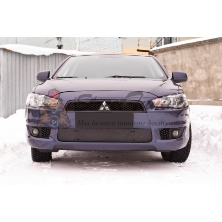 Mitsubishi Lancer X 2007—2010 Зимняя заглушка решетки переднего бампера