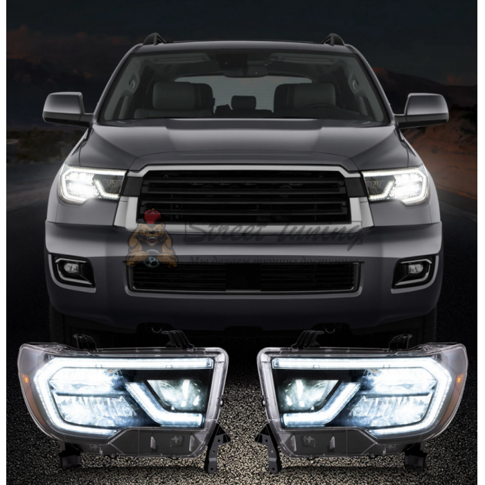 Передние LED фары для Toyota Tundra 07-13г / Toyota Sequoia 07-17г