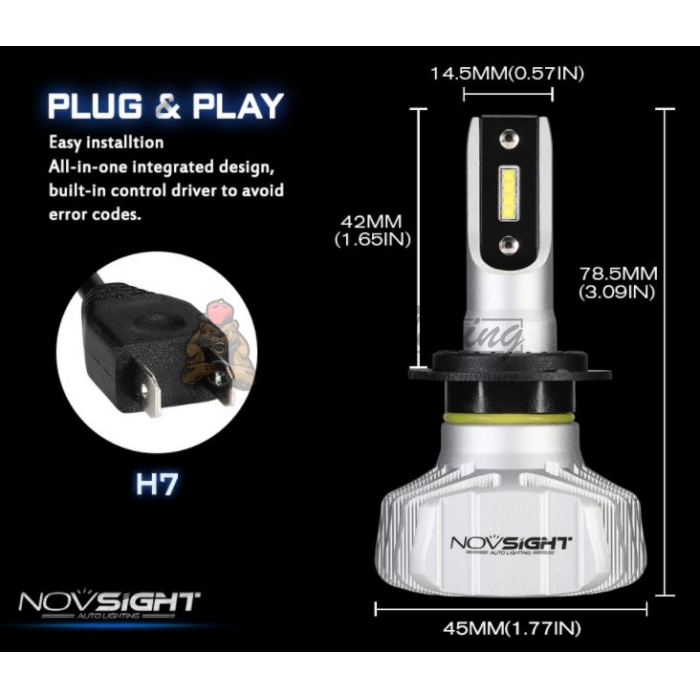 Светодиодные лампы Novsight N15 цоколь H7 10000LM