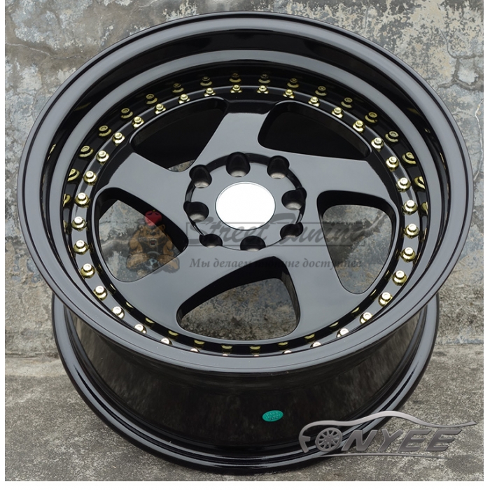 Новые диски Rotiform TMB Flat R16 4х100/114,3 ET25 J8 черный глянец + золотые болтики