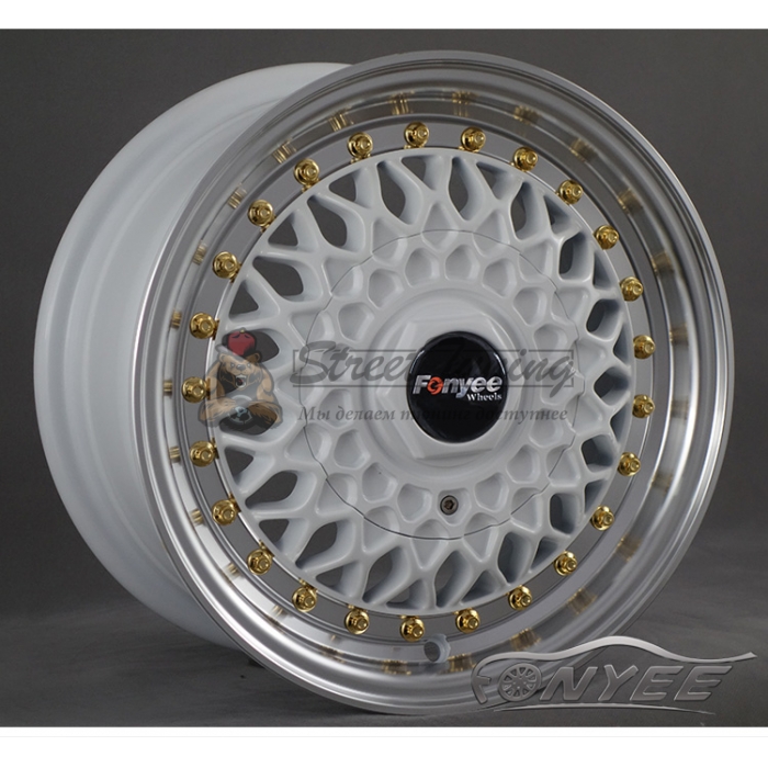 Новые диски BBS RS R13 4X100/4X114,3 ET25 J6 белый глянец + золотистые болтики