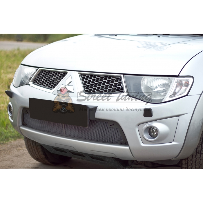 Mitsubishi L200 2010—2013 (рестайлинг) Защитная сетка решетки переднего бампера