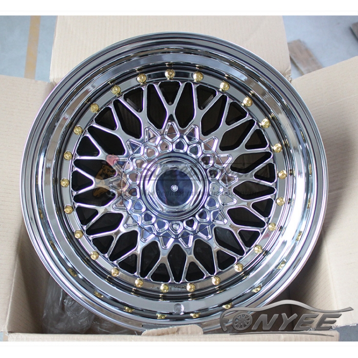 Новые диски BBS RS R17 5X113/5X120 ET30 J8,5 хром серебро + золотистые болтики