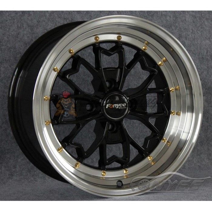 Новые диски Fonyee 552 R15 4X100 ET20 J8 черный глянец + полированная полка