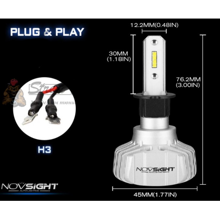Светодиодные лампы Novsight N15 цоколь H3 10000LM