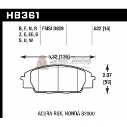 Колодки тормозные HB361F.622 HAWK HPS передние Honda Civic EP3 Type-R
