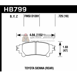 Колодки тормозные HB799Z.597 HAWK PC задн. Lexus RX350 2013-> ; HIGHLANDER 2013->
