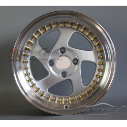 Новые диски Rotiform TMB Flat R15 4х100 ET25 J8 серебро + золотистые болтики