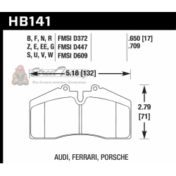 Колодки тормозные HB141F.650 HAWK HPS  Brembo S4 / Stop Tech ST