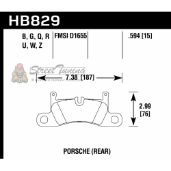 Колодки тормозные HB829B.594 HAWK HPS 5.0 Porsche 911 Carrera задние
