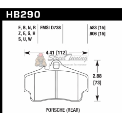 Колодки тормозные HB290N.583 HAWK HP+ задние PORSCHE 911 (997), (986), (996), Cayman