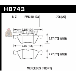Колодки тормозные HB743B.795 HAWK Street 5.0 перед  MB E W211; M W164; R W251; G W463; GL W164