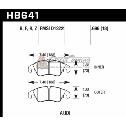 Колодки тормозные HB641R.696 HAWK Street Race; 18mm