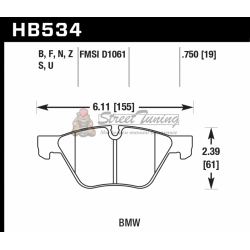 Колодки тормозные HB534F.760 HAWK HPS передние BMW 120, 125, 130, 318, 320, 325, 330, 525, 530, X1