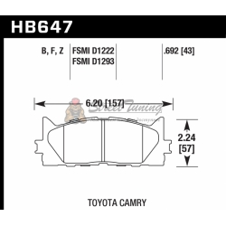 Колодки тормозные HB647F.692 HAWK HPS передние TOYOTA CAMRY 2007->