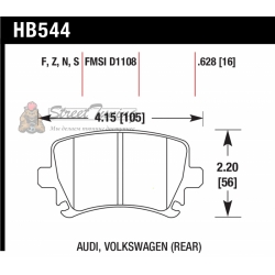 Колодки тормозные HB544F.628 HAWK HPS задние AUDI TT 8J, A6, Allroad 4H, A3 / VW Golf 5,6 , Passat C