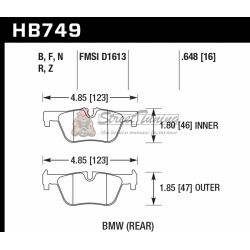 Колодки тормозные HB749F.648 HAWK HPS; 17mm BMW F20 F22 F30 F31 F32 F33 F34 F36