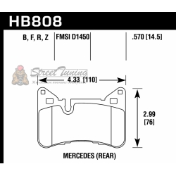 Колодки тормозные HB808Z.570 HAWK  Mercedes-Benz C63 AMG Black Series задние
