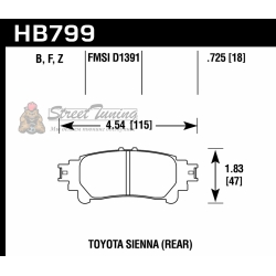 Колодки тормозные HB799F.597 HAWK HPS задн. Lexus RX350 2013-> ; HIGHLANDER 2013->