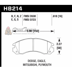 Колодки тормозные HB214F.618 HAWK HPS передние Mitsubishi Outlander I, II, XL All 2003->