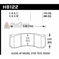 Колодки тормозные HB122Q.710 HAWK DTC-80; AP Racing, Stop Tech 18mm