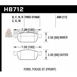 Колодки тормозные HB712F.680 HAWK HPS перед Ford Focus ST 2013->