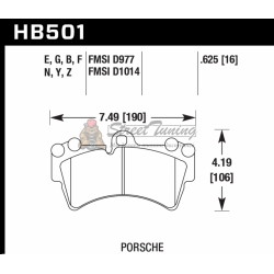 Колодки тормозные HB501F.625 HAWK HPS передние PORSCHE Cayenne (955) / Audi Q7 / VW Touareg